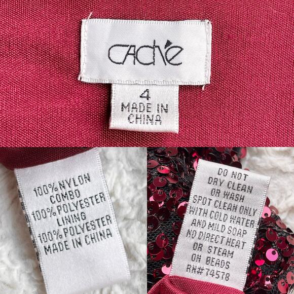 Cache ruby red sequin mini dress cowl neck cocktail evening tie belt formal prom - Picture 4 of 14